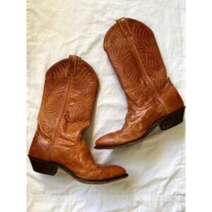 Code West 7 cognac brown Vintage 90's Leather Cowboy Boots